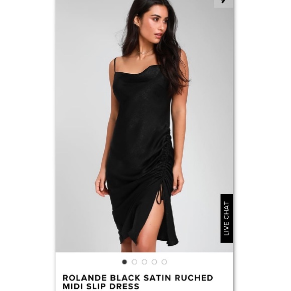 Lulus Rolande black slip rouched dress M - Picture 2 of 5